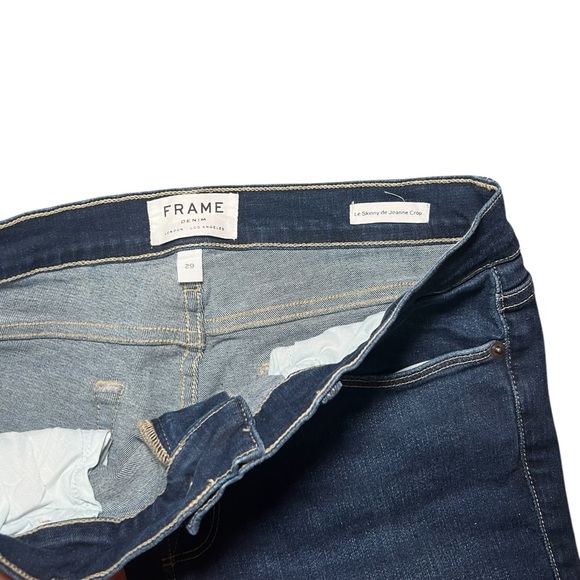 Frame Denim Le Skinny de Jeanne Crop Bonn Dark Blue Denim Sz 29 Stretch - Picture 3 of 7